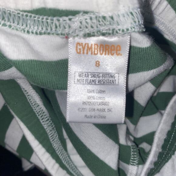 GYMBOREE Sz 8 Elf Christmas Holiday Pajamas Set Green White Lightweight Winter - Picture 5 of 6